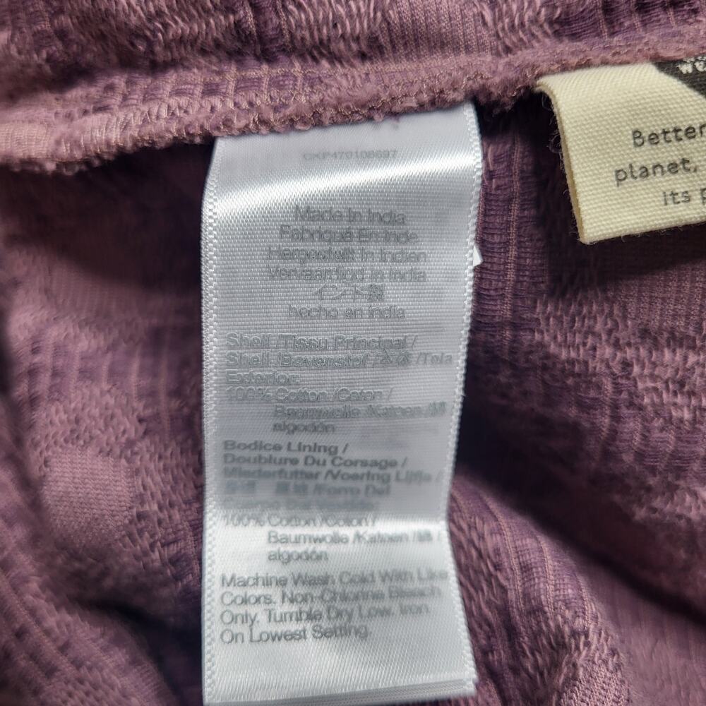 Madewell Floral Quilted Puff Sleeve Mini Dress Purple Jacquard Square Neck Large - Picture 10 of 10